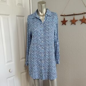Sigrid Olsen 5% Linen Button Up Collared Lightweight Dress size s